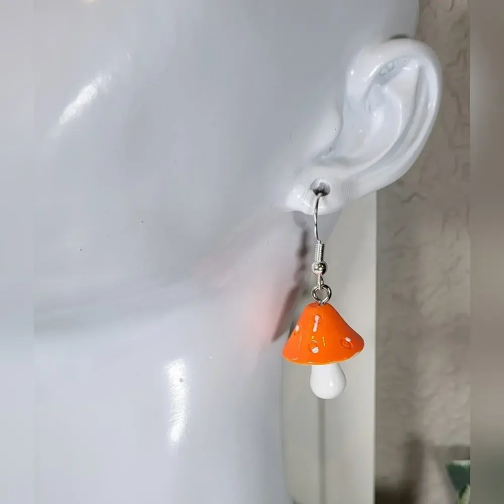Fun Mushroom Dangle Earrings – Handmade Boho Statement - Picture 2 of 5